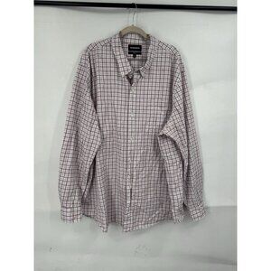 Bonobos Plaid Button Front Top Men 3XL Red White Long Sleeve Preppy Standard Fit